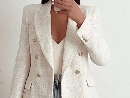 Deborah Statement Tweed Blazer in White Online Sale