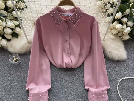 Celestia Pearl Satin Detailed Tops Cheap