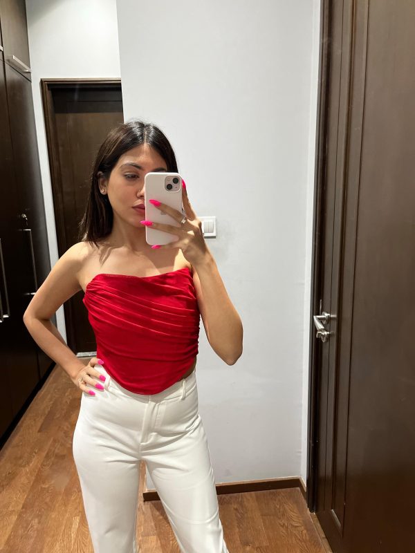 Athens Red Corset Mesh Top Sale