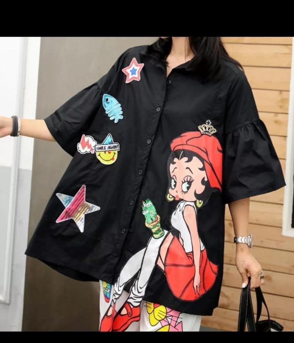 Cartoon Funky Shirt Dress Cheap