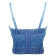 Cassie Embellished denim bustier top in blue Fashion