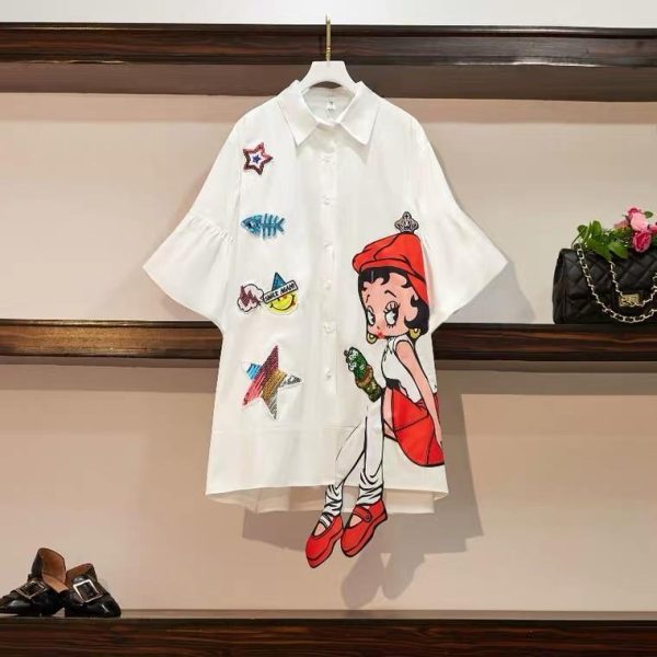 Cartoon Funky Shirt Dress Cheap