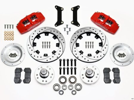 Wilwood Dynapro 6 Front Hub Kit 12.19in Drilled Red 79-87 GM G Body on Sale