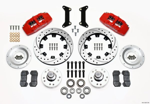 Wilwood Dynapro 6 Front Hub Kit 12.19in Drilled Red 79-87 GM G Body on Sale