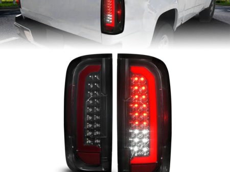 ANZO 15-21 GMC Canyon Full LED Tail Lights w  Red Lightbar Black Housing Smoke Lens Online Sale