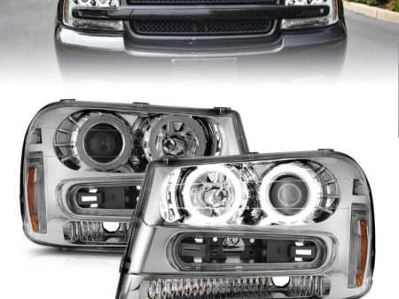 ANZO 02-09 Chevrolet Trailblazer Projector Headlights w  Halo Chrome Housing (Non-LT Models) on Sale