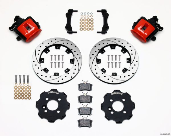 Wilwood Combination Parking Brake Rear Kit 11.75in Drilled Red Mini Cooper Hot on Sale