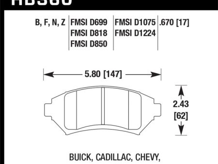 Hawk Buick  Cadillac  Chevy  Olds  Pontiac Front Performance Ceramic Street Brake Pads Discount