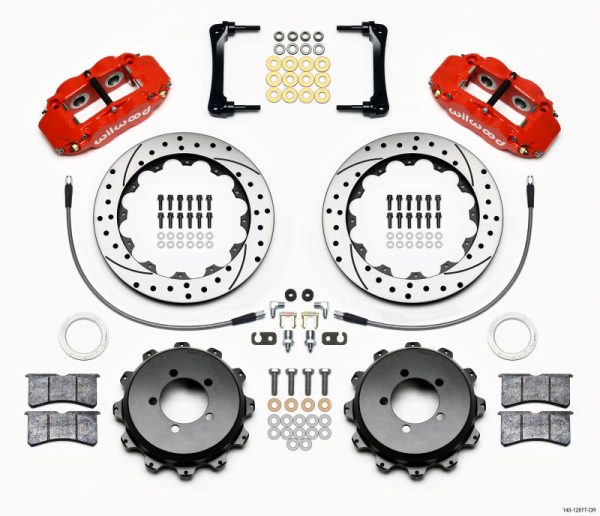 Wilwood Narrow Superlite 4R Rear Kit 12.88in Drilled Red 2008-2012 Subaru WRX w Lines Fashion