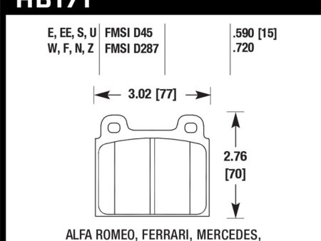 Hawk 69-77 & 84-89 Porsche 911 Blue 9012 Front Race Brake Pads on Sale