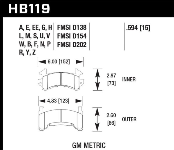 Hawk Buick   Cadillac   Chevrolet   GMC   Isuzu   Oldsmobile   Pontiac DTC-30 Race Brake Pads Supply